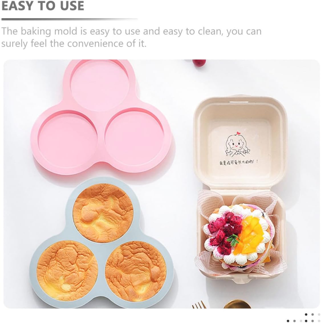 2pcs Silicone Muffin Pan Set Nonstick Small Cake Molds for Baking Desserts, Light Blue and Pink Bakeware for Home Kitchen Use