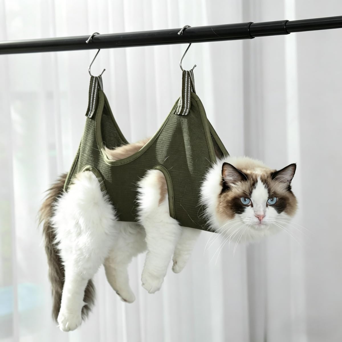 Cat Dog Grooming Hammock for Nail Trimming, Adjustable Pet Restraint Sling with Hook & Loop Straps, Safety Dog Holder for Clipping and Grooming Small Medium Pets (2Pack) (Pink, L)