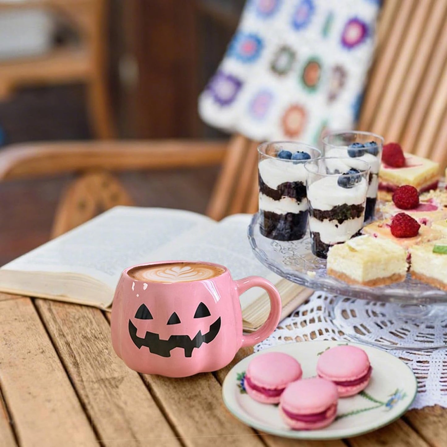 Halloween Mug Novelty Pumpkin Mug 3D Cute Ceramic Pink Cup Halloween Coffee Cup Spooky Fall Decor and Christmas Birthdays Perfect Gifts for Kids and Adults Men Women (Pink)