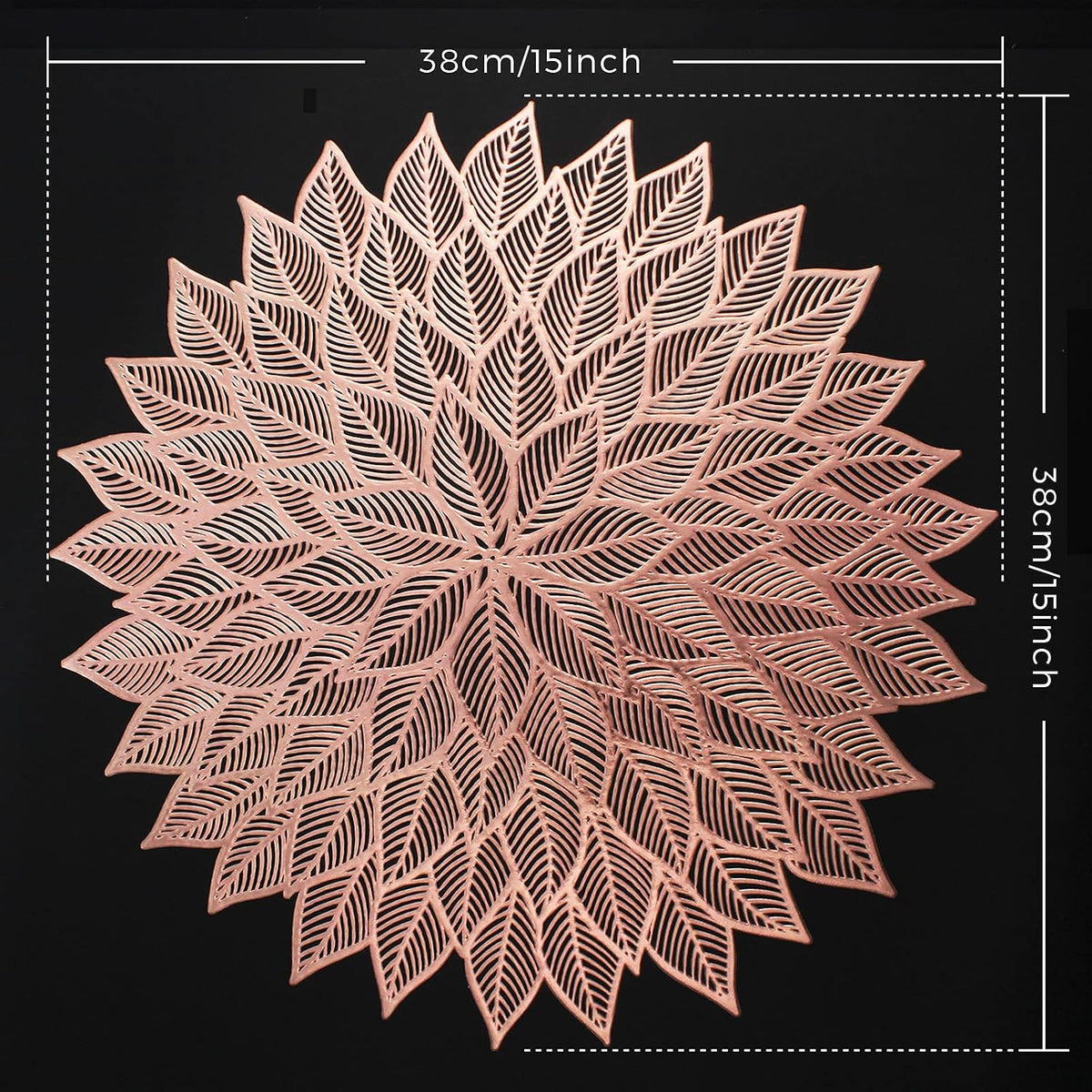Placemats Set of 6, Round Hollow Out Pressed Blooming Leaf Table Mats