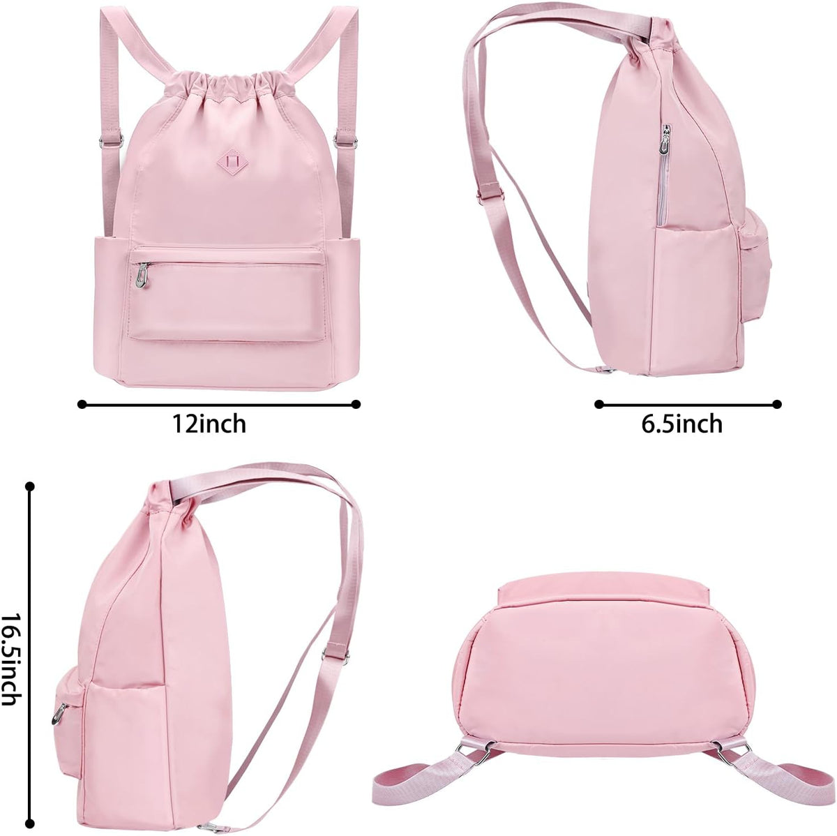 Drawstring Backpack with Wet Pocket, Sports Gym Sackpack for Women