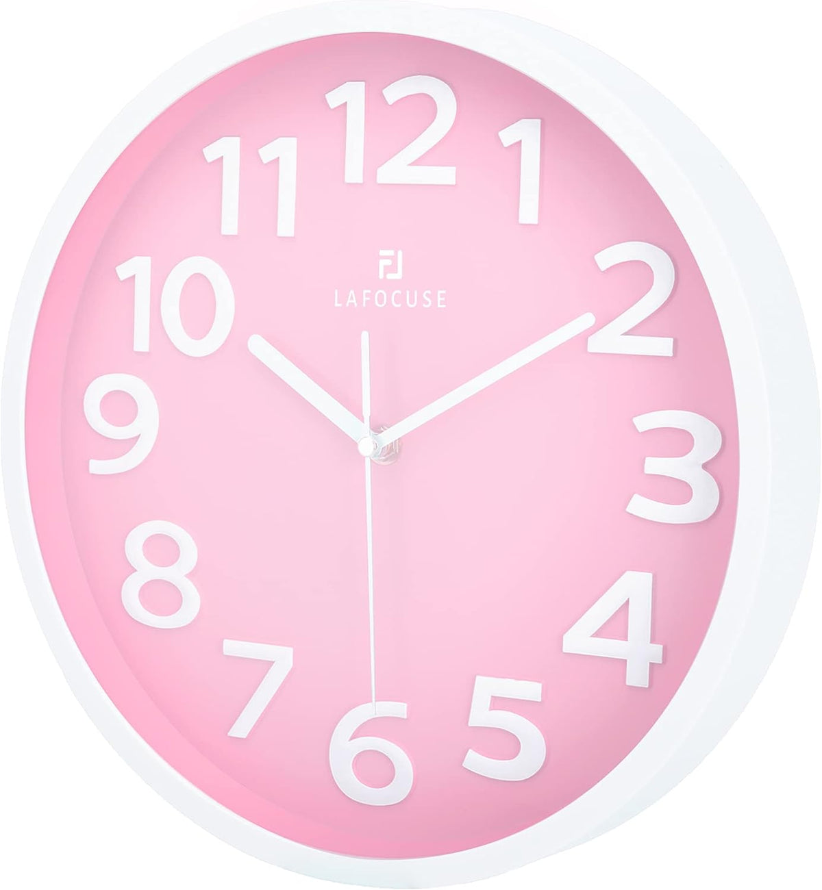 Lafocuse 12 Inch Modern Analog Light Pink Wall Clock for Girls Bedroom