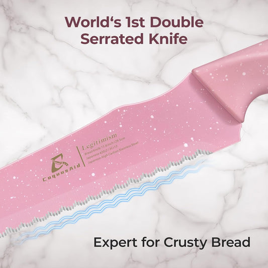 Bread Knife for Homemade Bread, World's 1st Double Serrated Knife