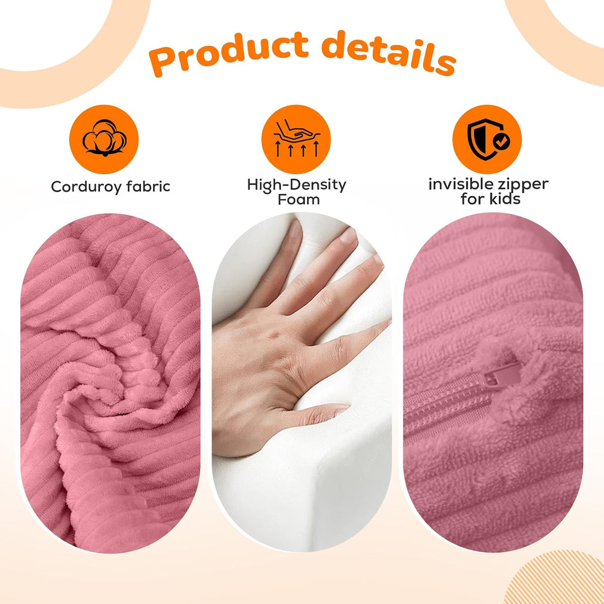 Kids Couch, Pink Corduroy 2-in-1 Fold Out Sofa Chair for Girls