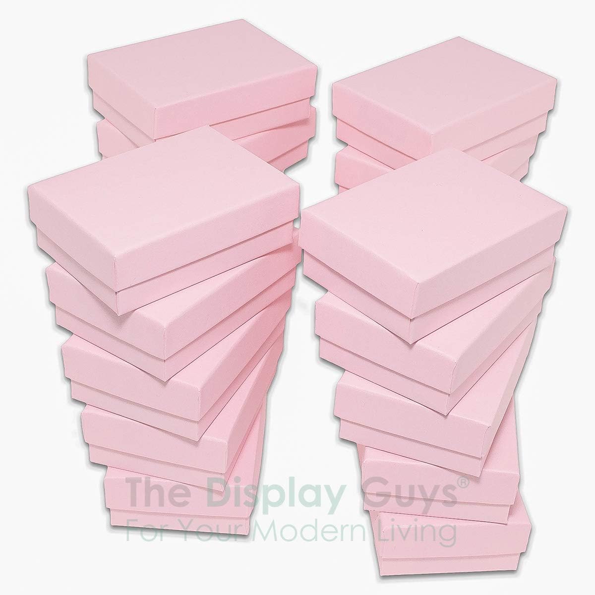 TheDisplayGuys 25 Cardboard Jewelry Gift Boxes with Inserts - Pastel Pink