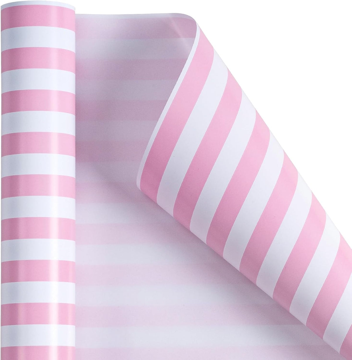 Wrapping Paper - Mini Roll - Pink and White Stripe Design Perfect for Wedding, Birthday, Baby Shower, Party - 17.5 Inch X 32.8 Feet