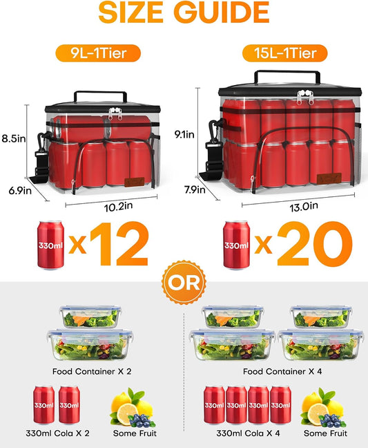 Insulated Lunch Box Men Women Leak-Proof Cooler Lunch Bag 9L