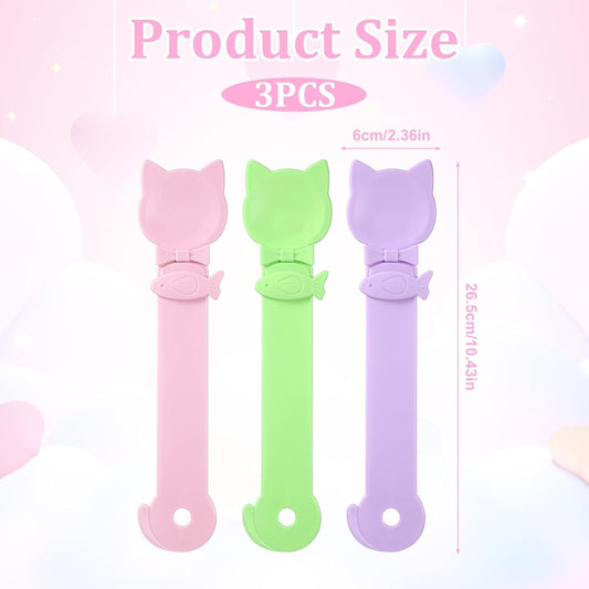 3 Pcs Lickable Treat Feeder, Cat Treat Squeeze Spoon, for Wet Food, Strips & Tubes, with Long Handle, Anti-Bite for Small Pets (Pink, Green, Purple)