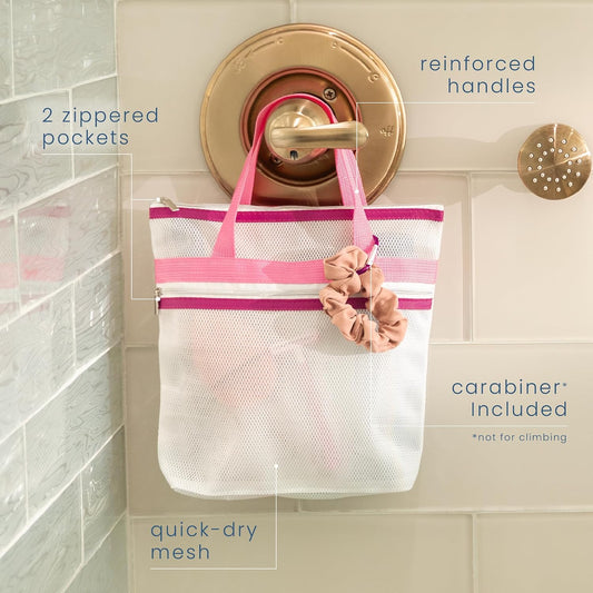 . Mesh Shower Caddy, 10" x 10", Pink