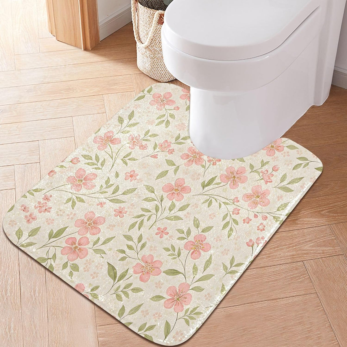 Watercolor Flowers Pink Bathroom Mat Rug 24" x 16" Non Slip Super Absorbent Quick Dry Bath Mats for Bathtub Fluffy Rugs