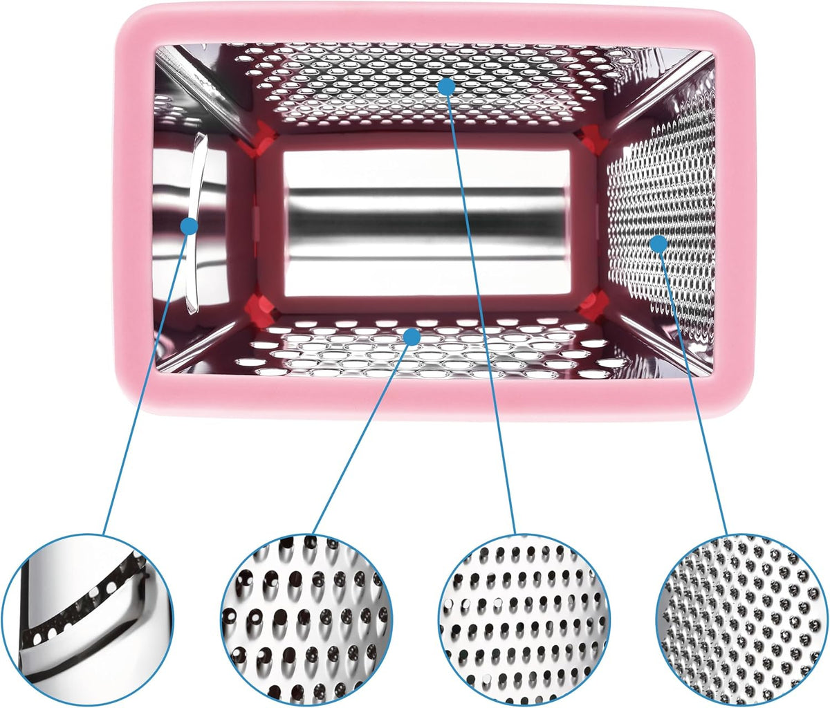 Stainless Steel XL Cheese Grater for Kitchen, Pink Lemonade