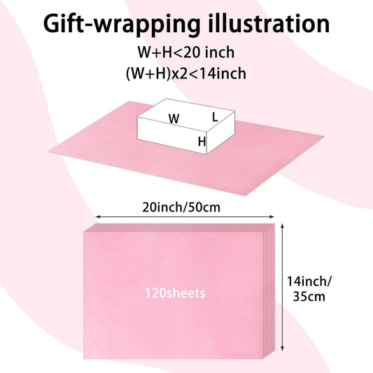 120 Sheets 20"X14" Pink Tissue Paper for Gift Bags Wrapping, Art Tissue Paper Bulk for Weddings Birthday Party Crafts Decoration