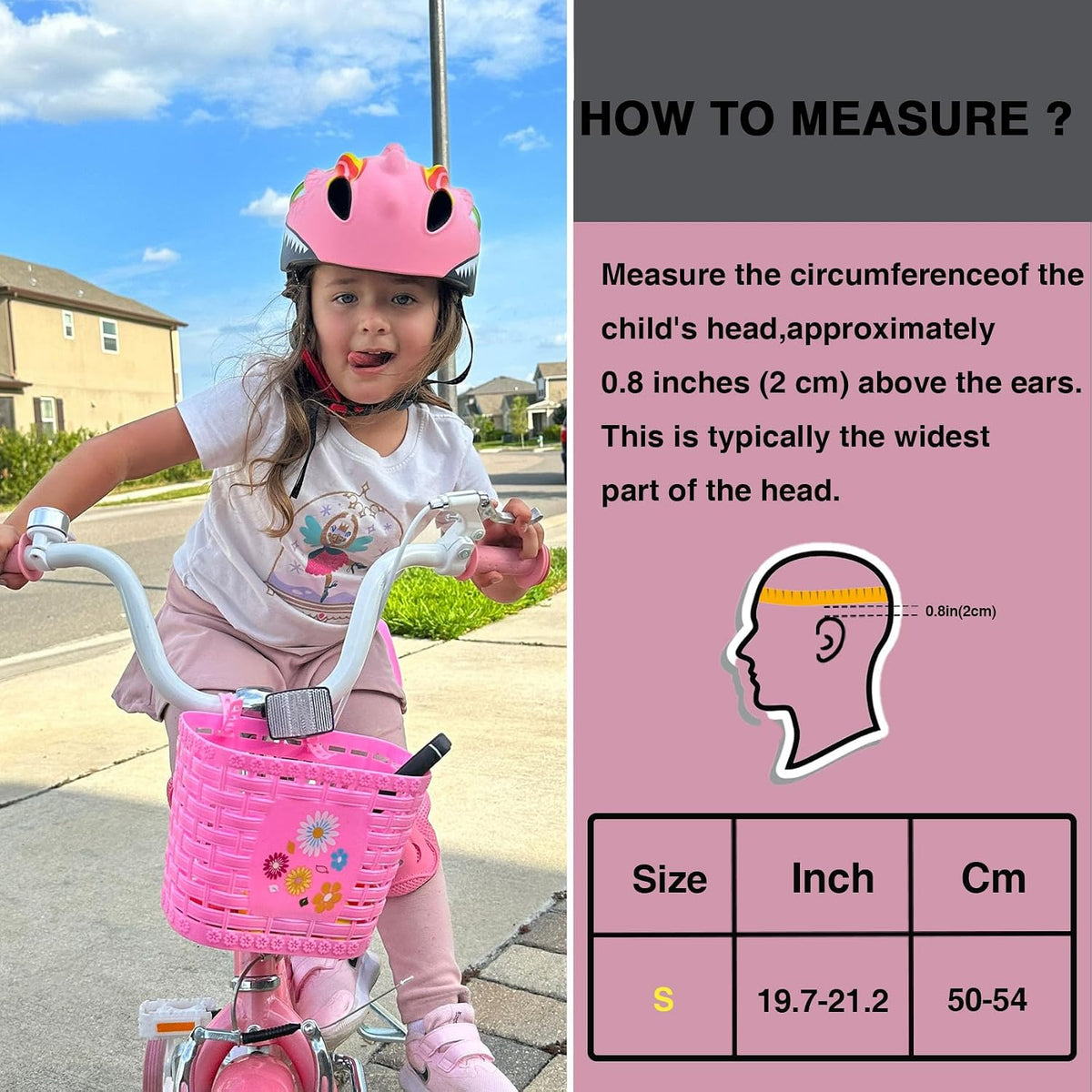 Toddler Helmet Kids Bike Helmet for 2 3 4 5 6 7 8 Years Old Girls with 3D Dinosaur Design Protective Gear Set and Safety Certified, Toddler Bike Cycling Skating Skateboard Scooter Helmet