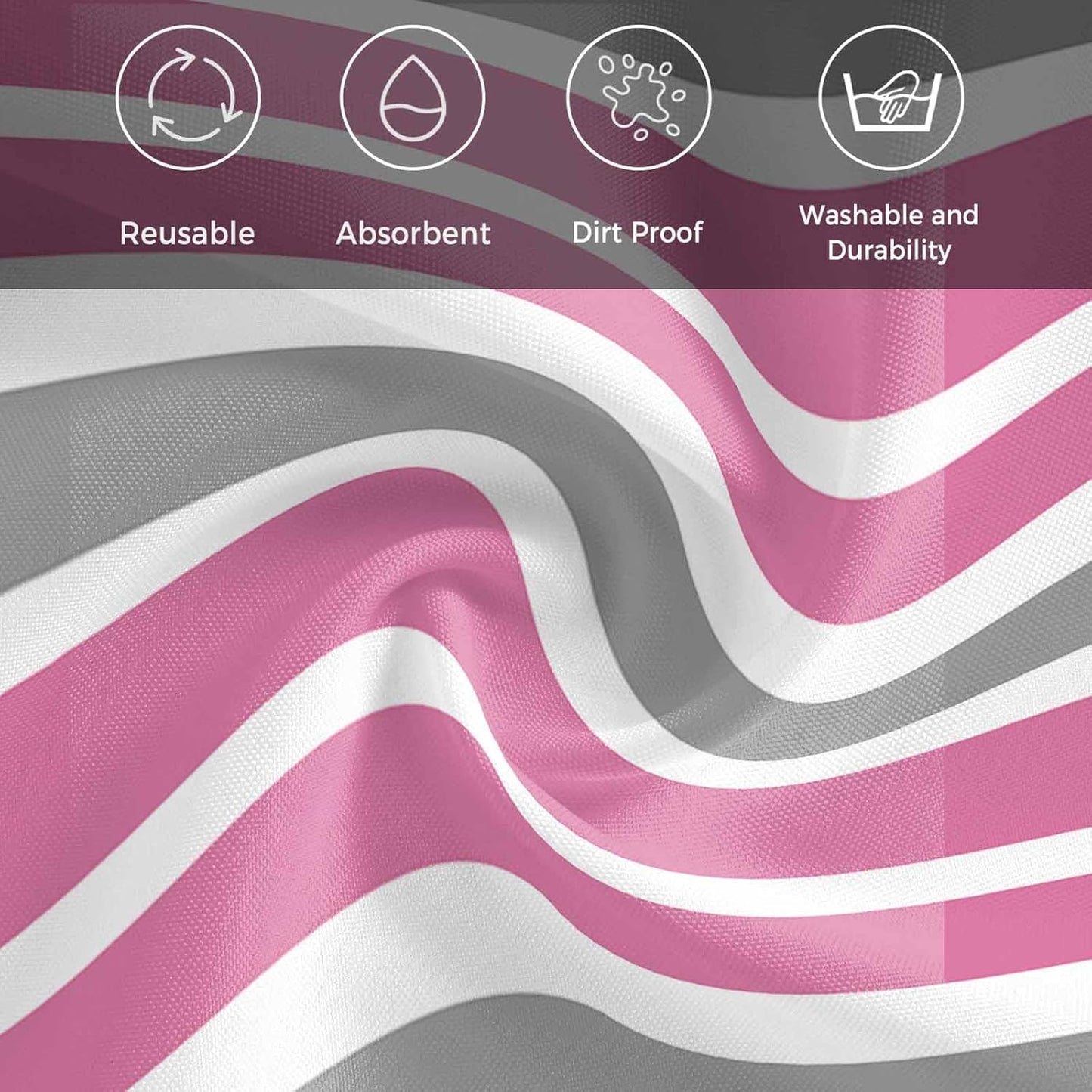 Cloth Napkins Set of 1 Pink Grey and White Stripes 20x20 Inch Washable Dinner Napkin Farmhouse Stripe Reusable Soft Table Napkins for Party Wedding Restaurant Hotel