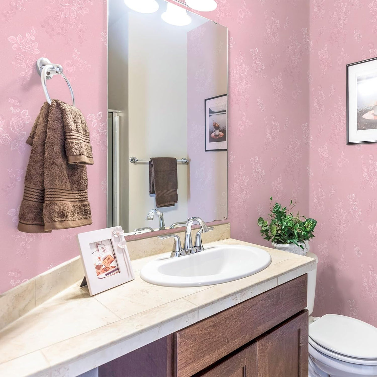 Silk Pink Peel and Stick Wallpaper Embossed Floral 118in 17.7in