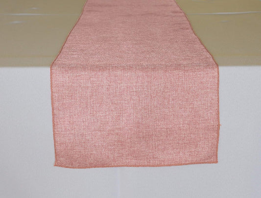 Faux Burlap Table Runner Non-Itch Vintage Linen Perfect for Wedding Events, Country Farm House Table Decor (12" x 60", Light Pink)