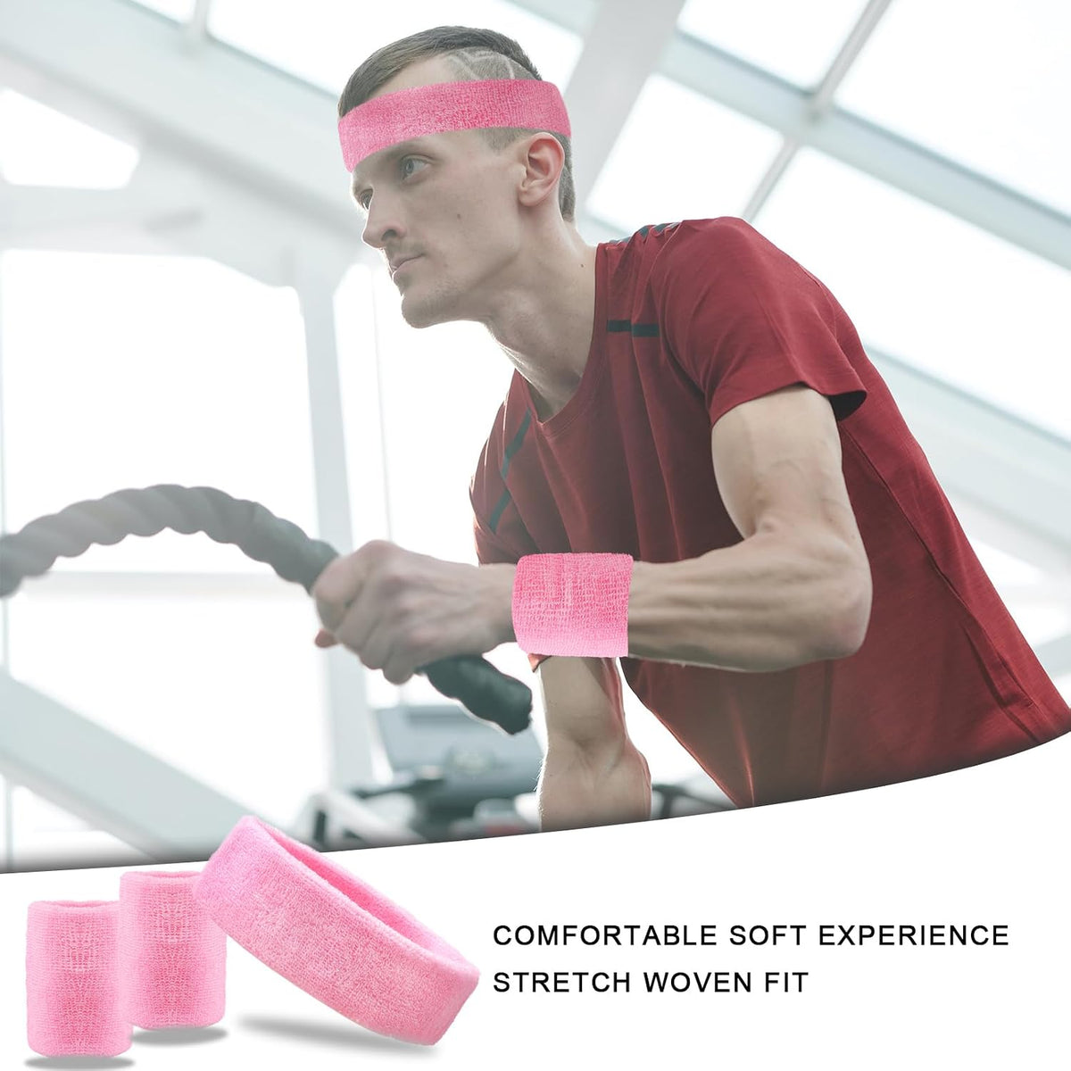 3 Pieces of Sweat Band Set, Headbands for Men Kids Sweatbands Including 1 Headband and 2 Wristbands Black Cotton Super Soft and Comfy Sweatband for Tennis Working Out Boxing Gym