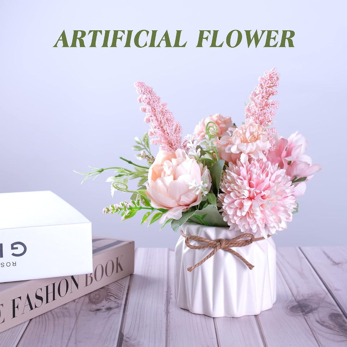 Artificial Potted Flower Pink Desktop Decoration Indoor for Home and Office