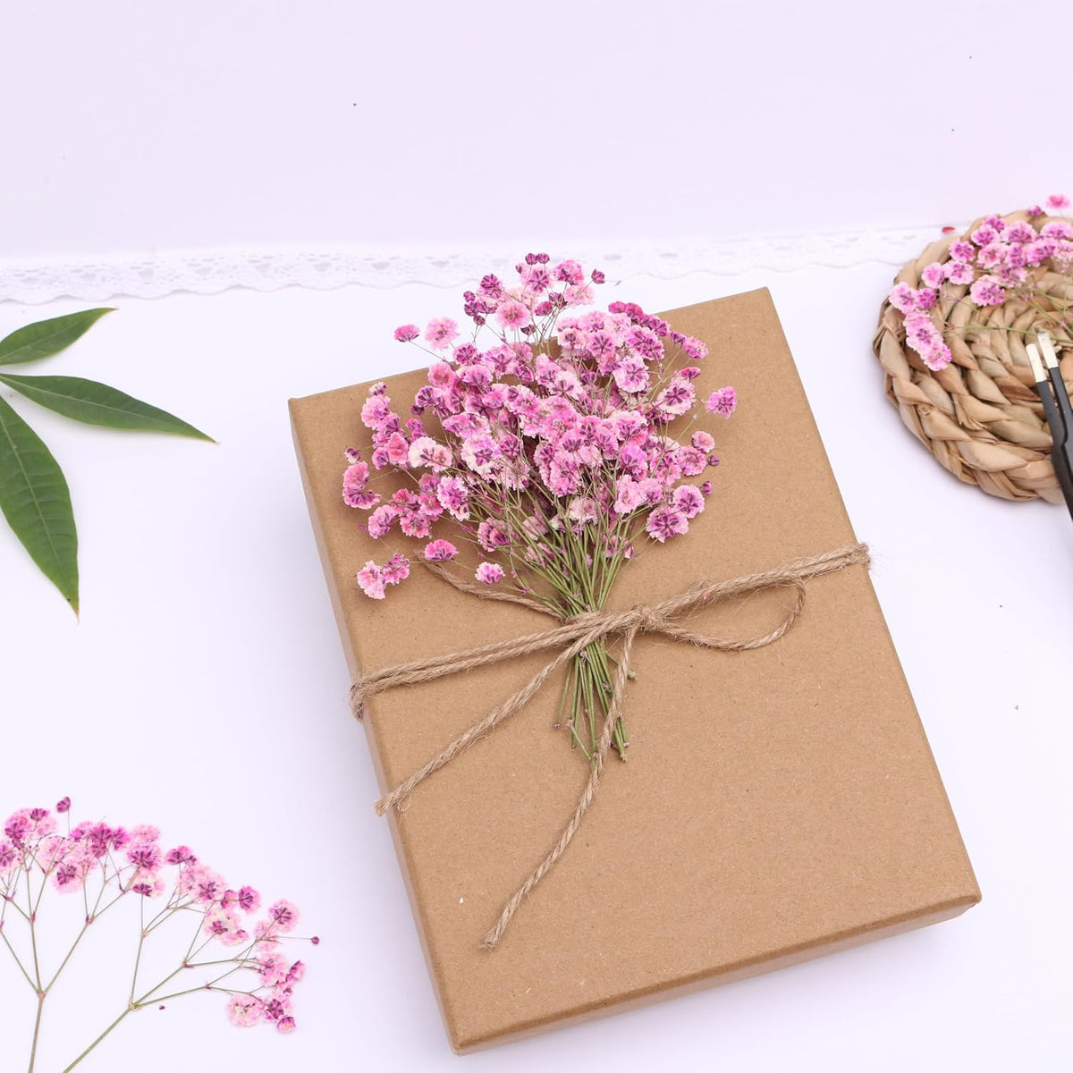 Pink 70 Pcs Small Dried Babys Breath Flowers for Resin ,Real Dried Babys Breath Pressed Flower for Wedding Invitations Wax Seals ,Dry Flat Baby's Breath Flower with 2 Tweezers.