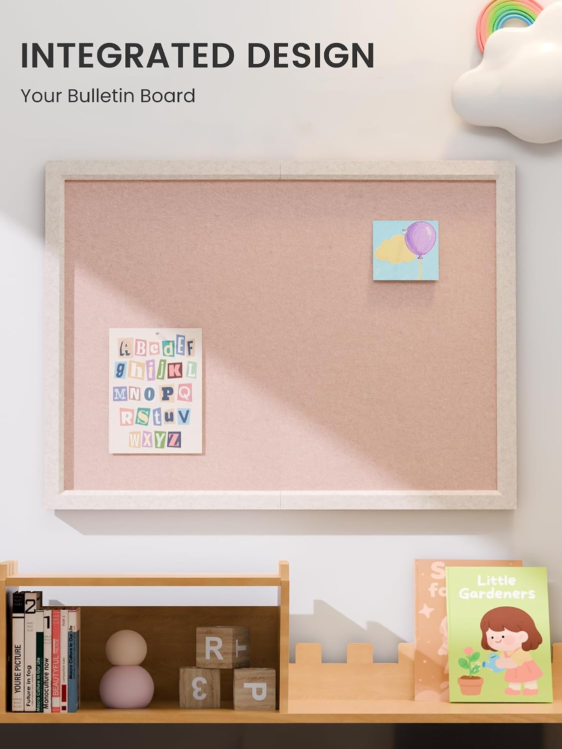 Framed Felt Bulletin Board, 23.6" x 17.1", Pink