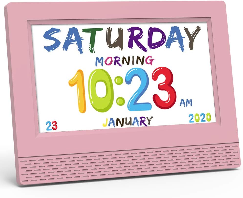 Kids Digital Alarm Clock Colorful, 7" Large LED Time Display Children's Sleep Trainer, Eye-Caring Digital Clock for Girls Boys Bedrooms Bedside, 17 Alarm Clock Settings Easy to Use Kids Birthday Gift