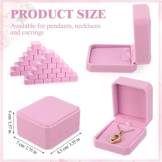 24 Pcs Pink Velvet Jewelry Gift Boxes Bulk