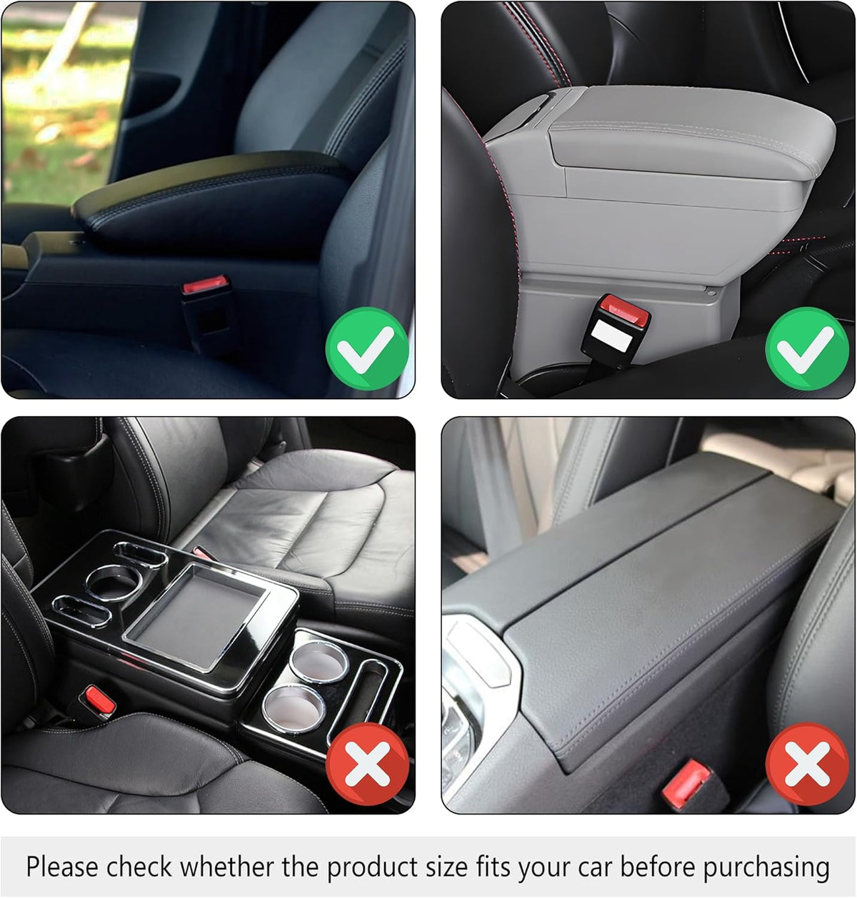 Upgraded Car Center Console Cover,Microfiber Leather Car Armrest Cover Cushion with 2 Storage Bags,Universal Car Armrest Storage Box (Pink)