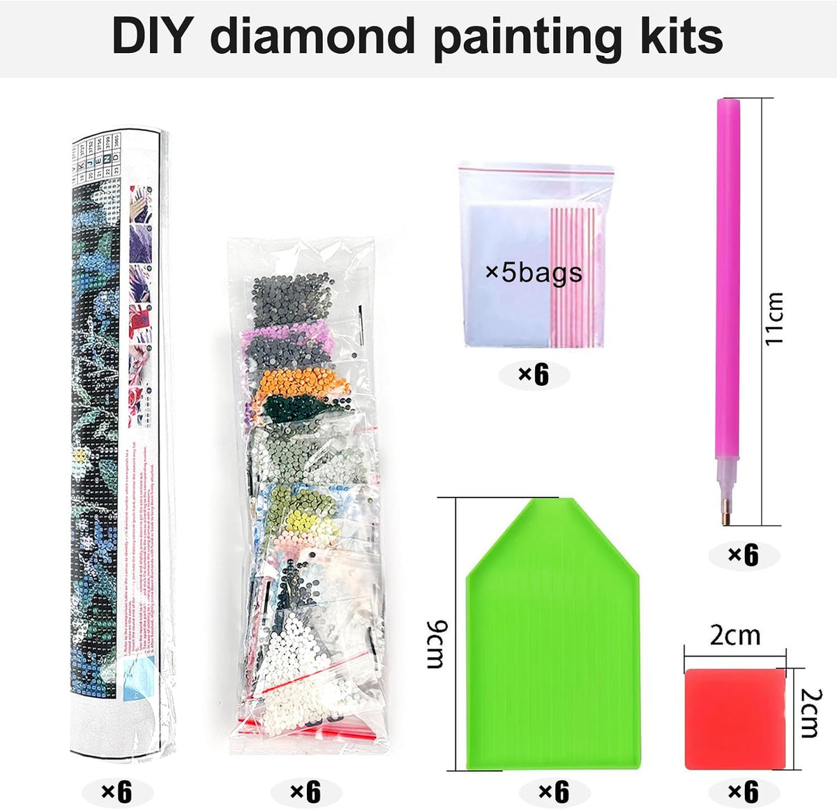 6 Pack Pink Diamond Art Kits for Adults, Diamond Painting Kits for Beginner