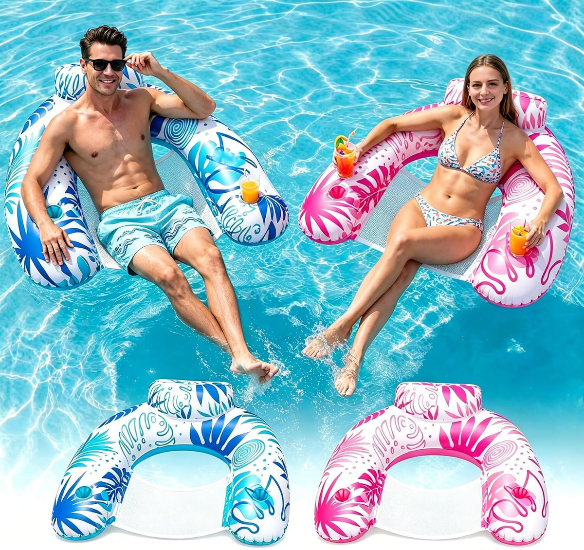 Pool Floats Adult, 3Pack/2Pack/1Pack Inflatable Pool Float Chair