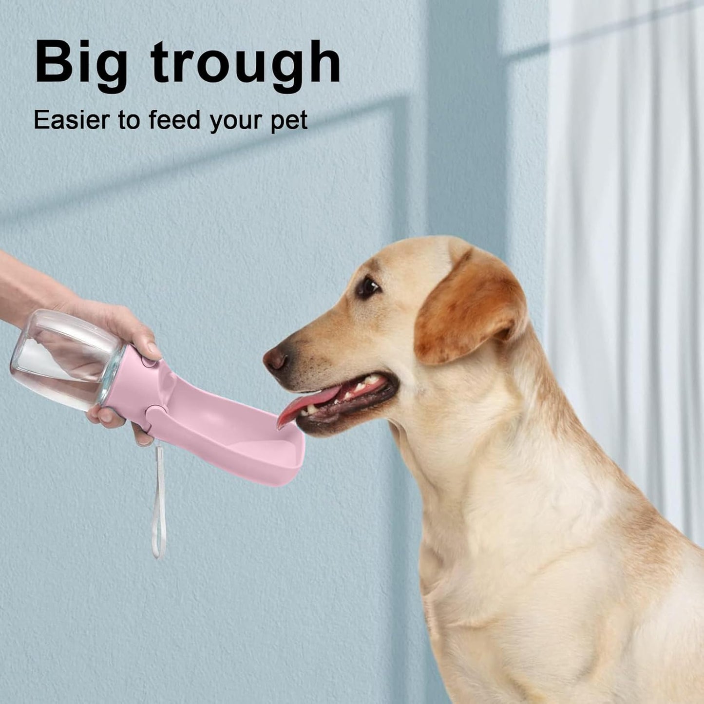 Portable Dog Water Bottle for Walking – 19oz / 12oz Foldable Pet Water Dispenser for Puppies, Medium & Large Dogs – Leak Proof Travel Water Bowl for Small Animals Dog Accessories(12OZ Pink)