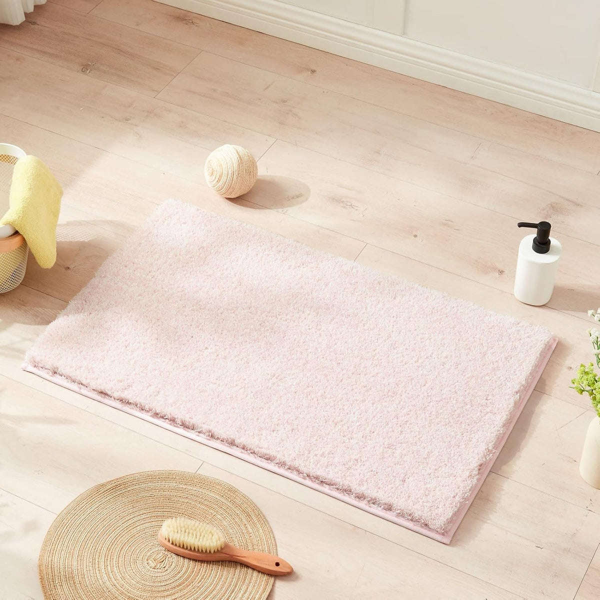 Sparkle Pink & White Bath Mat 32"x20" Non Slip Ultra Soft Washable