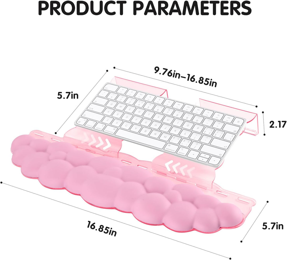 Pink Acrylic Keyboard Stand with Wrist Rest,Detachable/Adjustable Width
