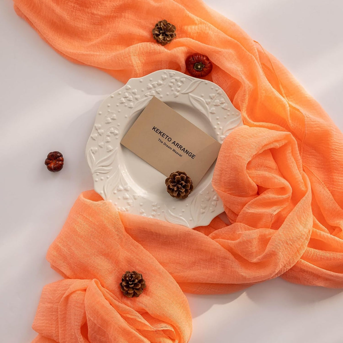 Fresh Salmon Cheesecloth Table Runner 120 in Fall Party Home Decorations