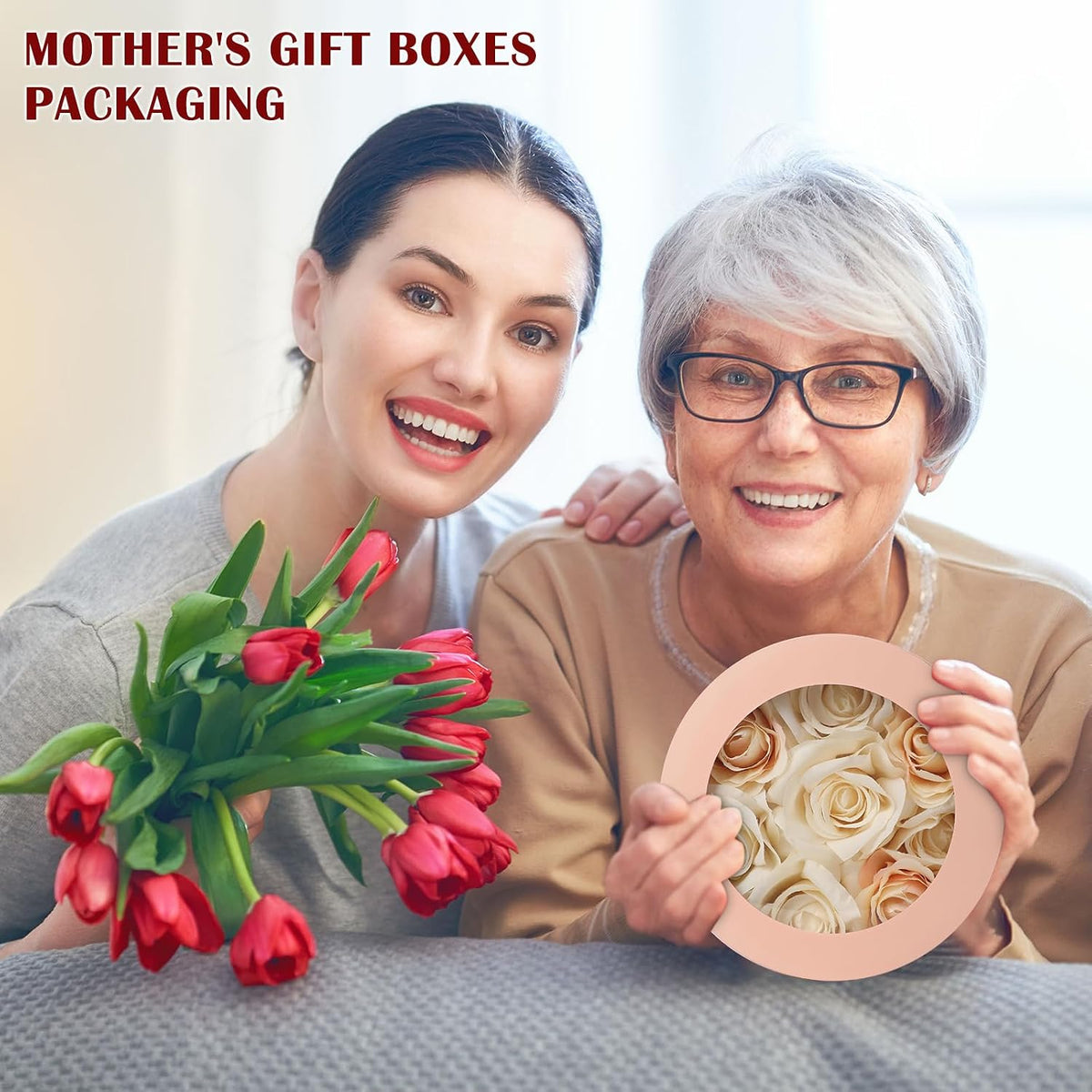 Flower Boxes for Arrangements Nesting Round Gift Boxes with Clear Lids Pink Round Boxes for Flowers Set of 4 Assorted Sizes Flower Boxes for Flower Arrangements, Valentine's Day, Mother's Day