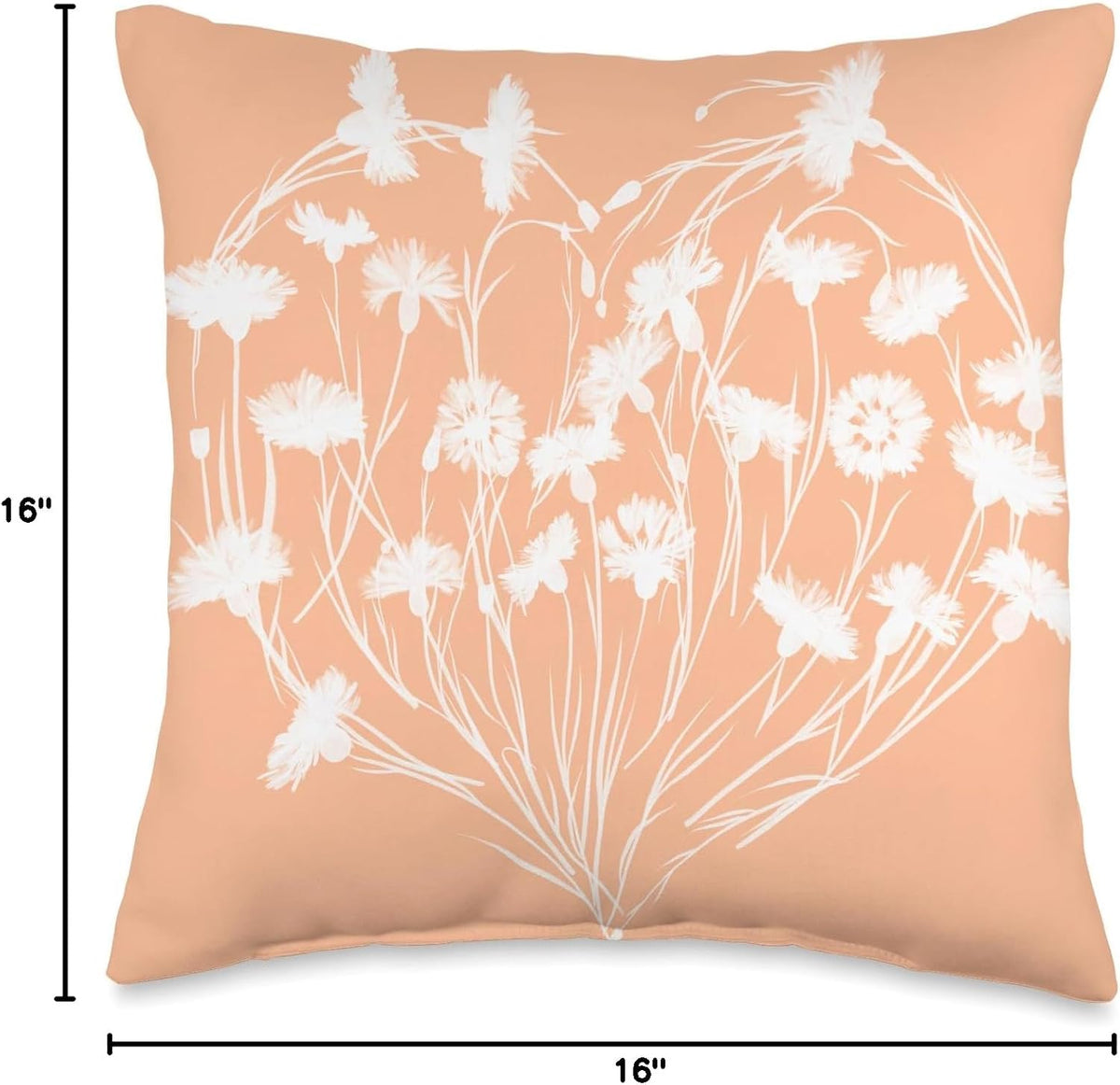 PEACH AND WHITE FLORAL PRINT Throw Pillow