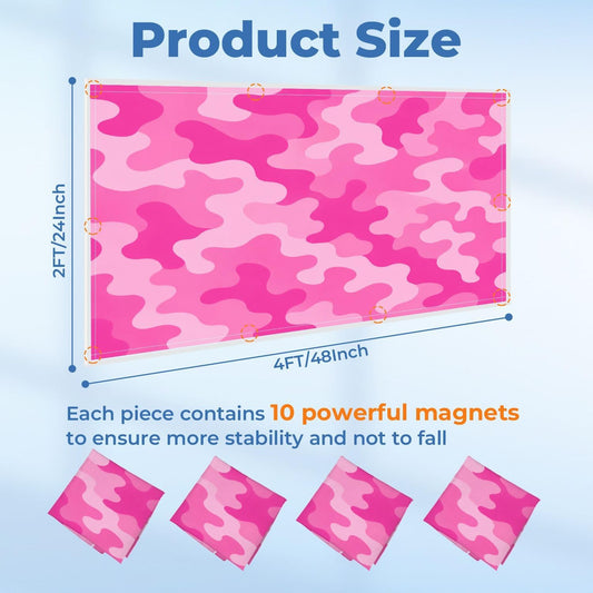 4 Pcs Fluorescent Light Covers for Ceiling Lights Pink Light Pink Camouflage Design Abstract Style Magnetic Light Filters Decorative for Classroom Office Hospital Home 4x2 Ft