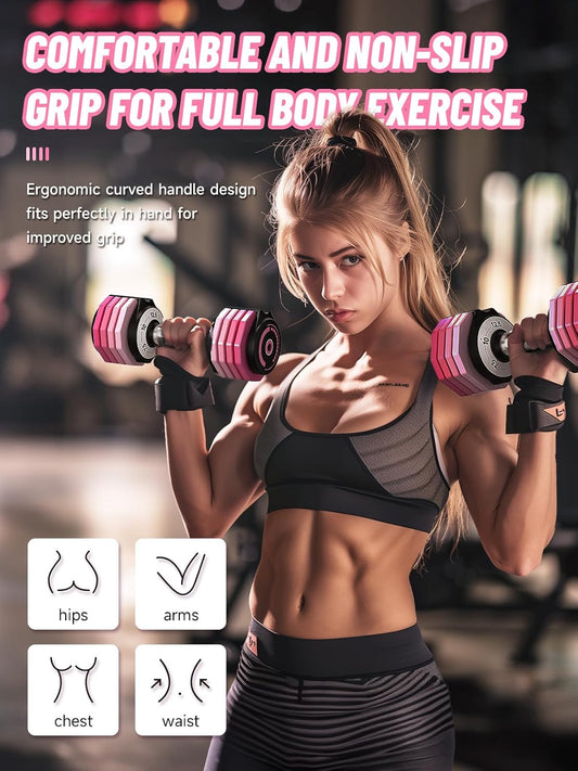 Adjustable Dumbbells Set 12.5LB Pair, 1-Sec Fast Adjustable 5 Free Weights, Premium Comfort Non-slip Metal Handle, Compact Size for Full Body Home Workout