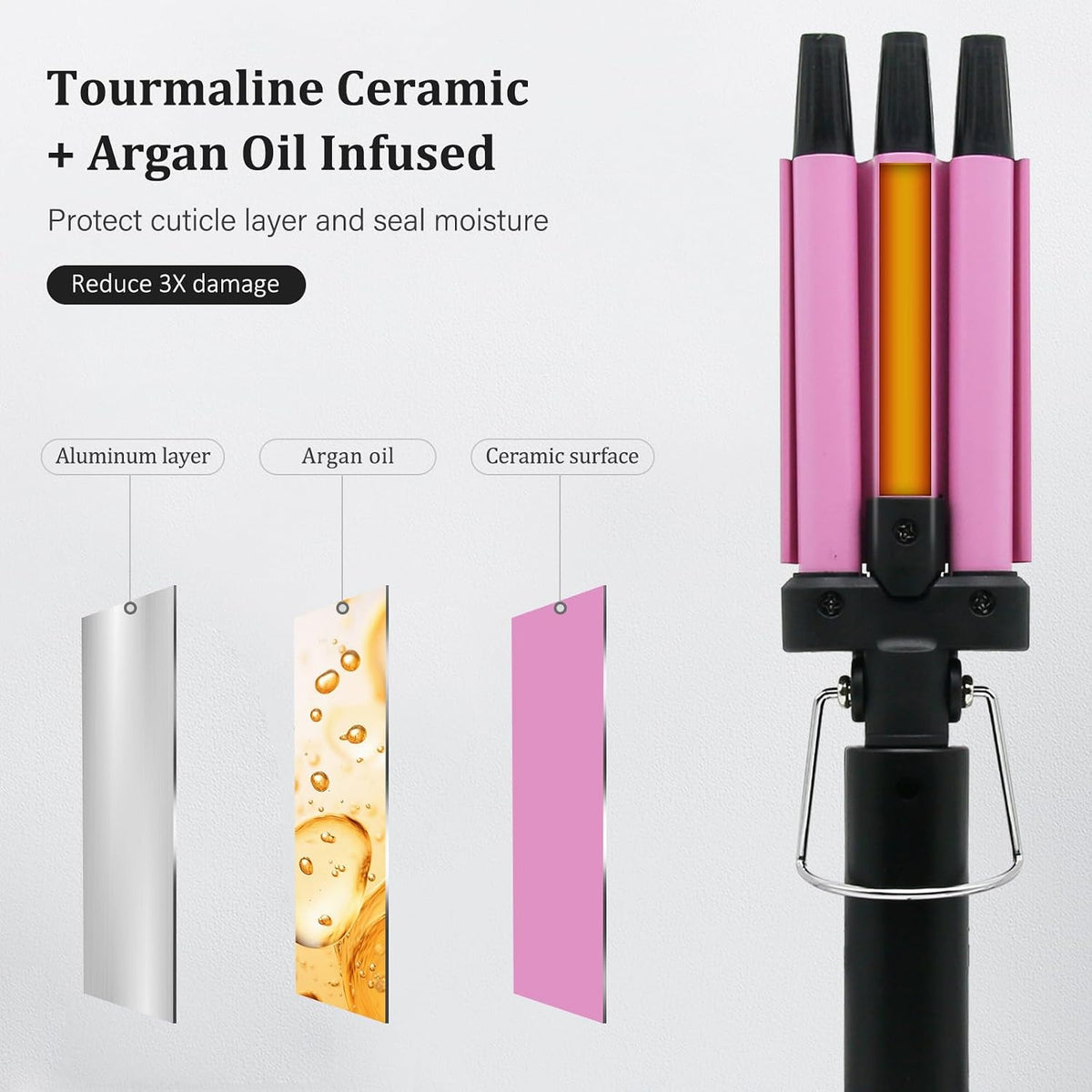Upgraded Hair Crimper 2 Adjustable Temperature, 1/2 Inch Beach Waves Curling Iron, Hair Waver for Short & Medium Hair, Home and Travel Friendly Crimper Hair Tool, Dual Voltage