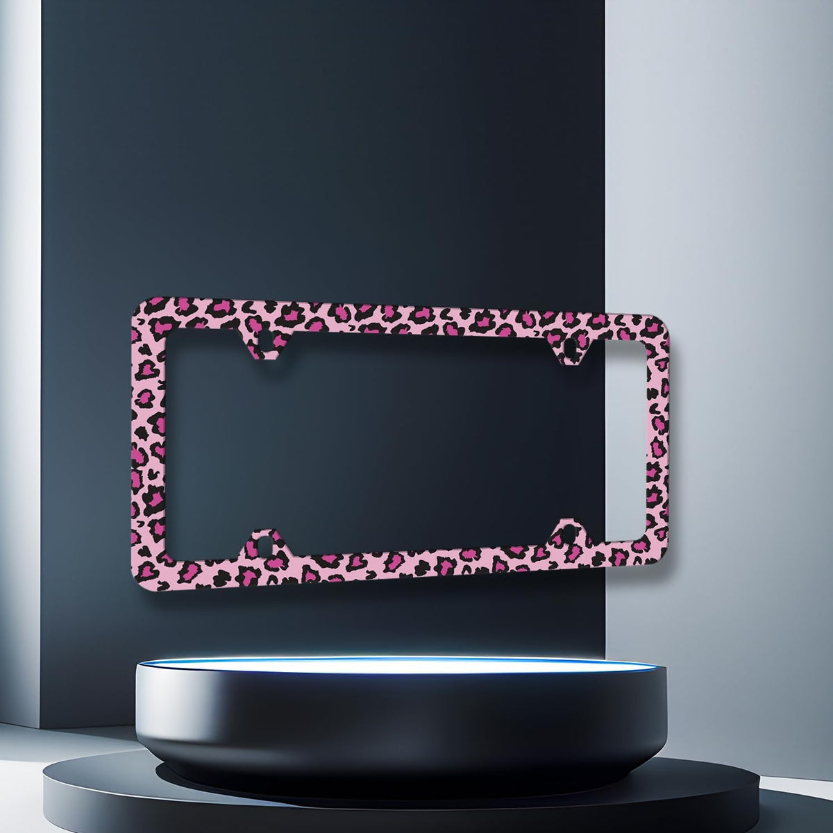 Sexy Leopard License Plate Frame Stainless Steel Parts Decoration