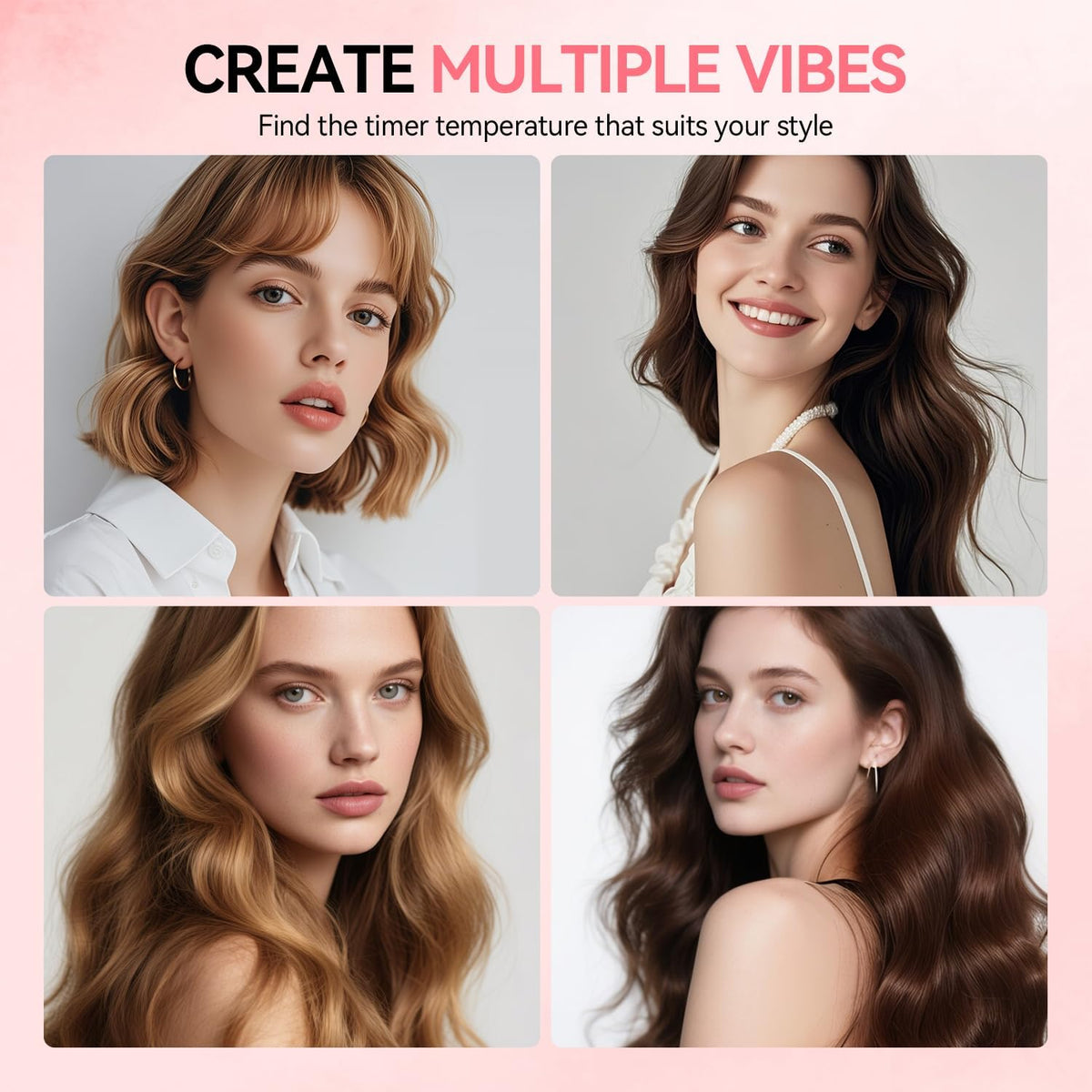Hair Waver, 1.25" Double Barrel Curling Iron, Beach Waves, Pink