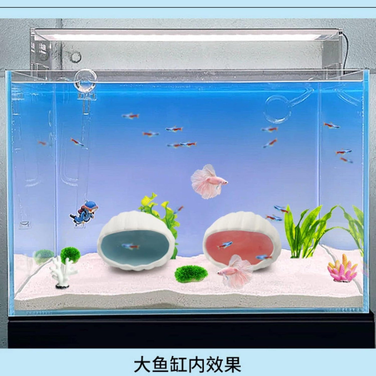 Ceramic Cave Shell Fish House - Small Animal Hideout for Hamsters, Gerbils, Chinchillas, Mice, Rats, and Syrian Hamsters - 5.1 inch(Pink M)