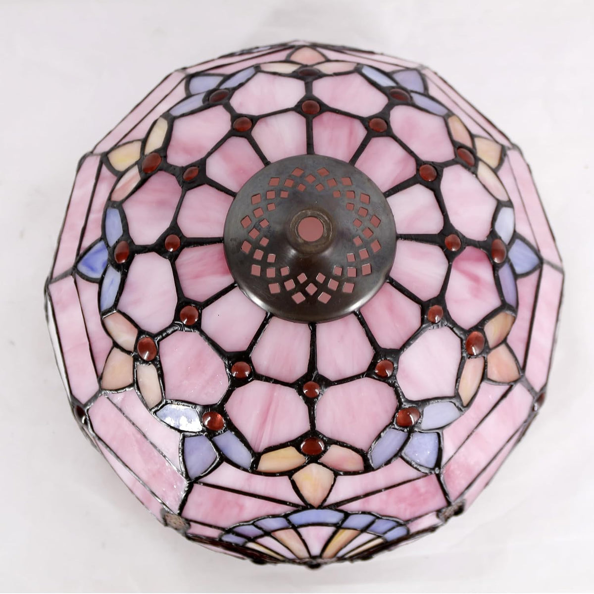 Tiffany Lamp Bedside Pink Stained Glass Table Lamp 18 Inch Tall