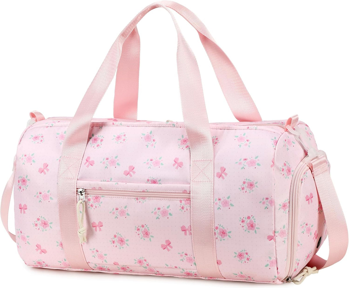 Dance Bag, Gym Bag for Girls, Kids Duffle Bag with Shoe & Wet Compartments