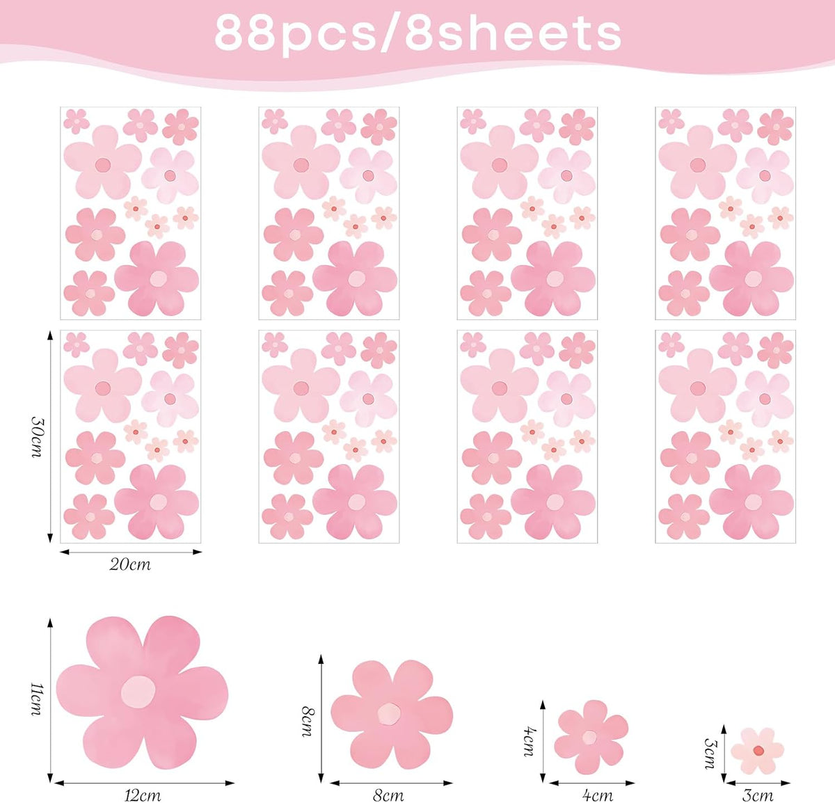 DIY Cherry Blossom Pink Flower Wall Decal Sticker for Girl Room