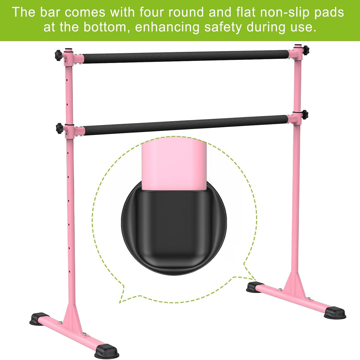 Freestanding Ballet Bar, Height Adjustable Ballet Bar, Heavy Duty Dance Bar, with Non-Slip Rubber Pads, Enhanced Stability, Dance/Yoga/Fitness Stretching Bar, Ideal for Kids and Adults