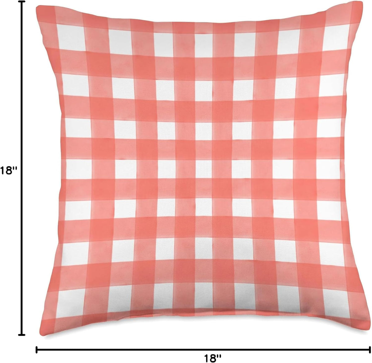 Peach Red Gingham Check Throw Pillow