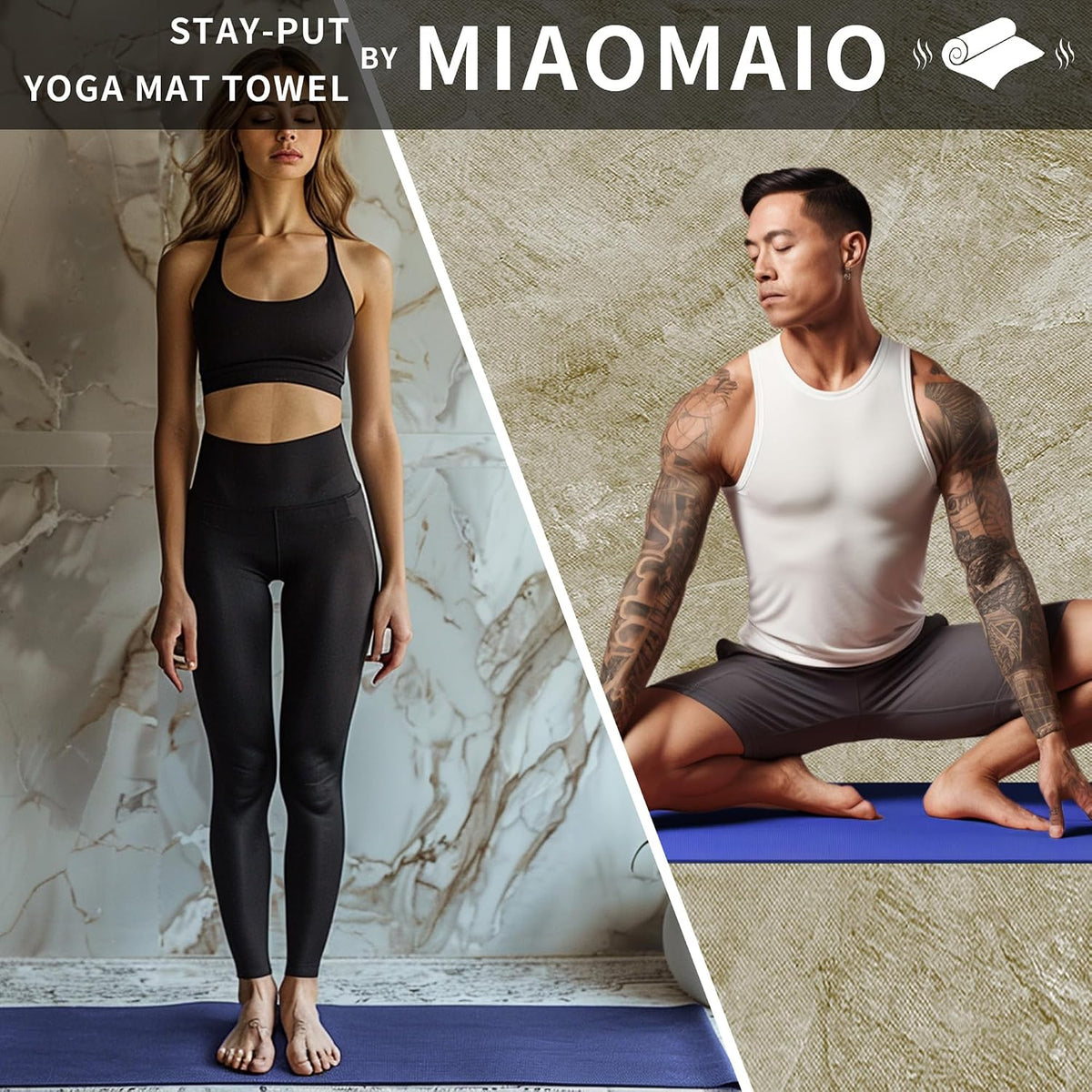 2 Pack Non-Slip Hot Yoga Towel Set,Super Absorbent Microfiber in, 24.5" x 72" - Anti-Slip, Injury Free Design for Pilates, Yoga Mats, Exercise, and Fitness Gear Light Pink