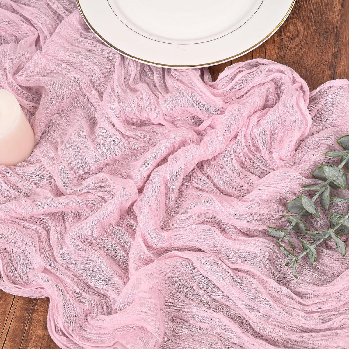 Cheesecloth Table Runner Light Pink, 10 Pack 17.7x108 inch, Long