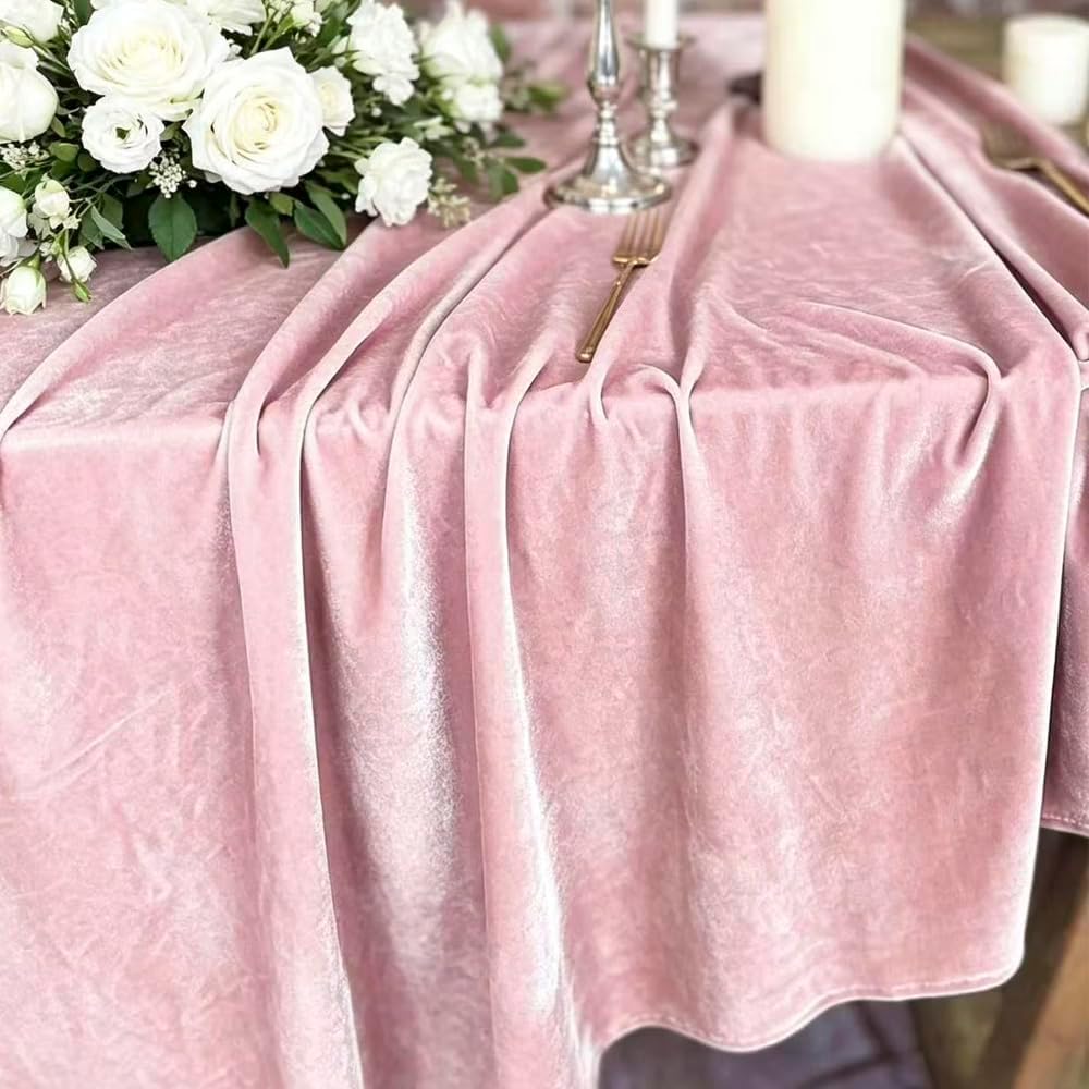 Velvet Tablecloth, Luxurious Elegant Rectangle Table Cover in Beautiful Dusty Pink for Weddings, Parties, Baby Showers and Events, Durable Seams for Long-Lasting Use((Dusty Pink, 60"*102")