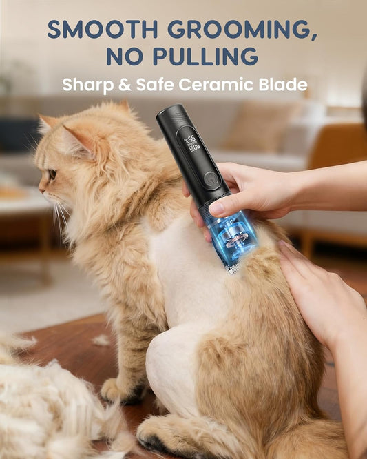 Cat Clippers for Matted Long Hair, Quiet Cat Grooming Kit 2-Speed Cordless Rechargeable Shaver HairTrimmer, Pet Clippers for Small,Large Dogs & Animals (Black)